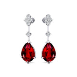 Teardrop Ruby Drop Earrings with Accent Diamonds - GeumJewels