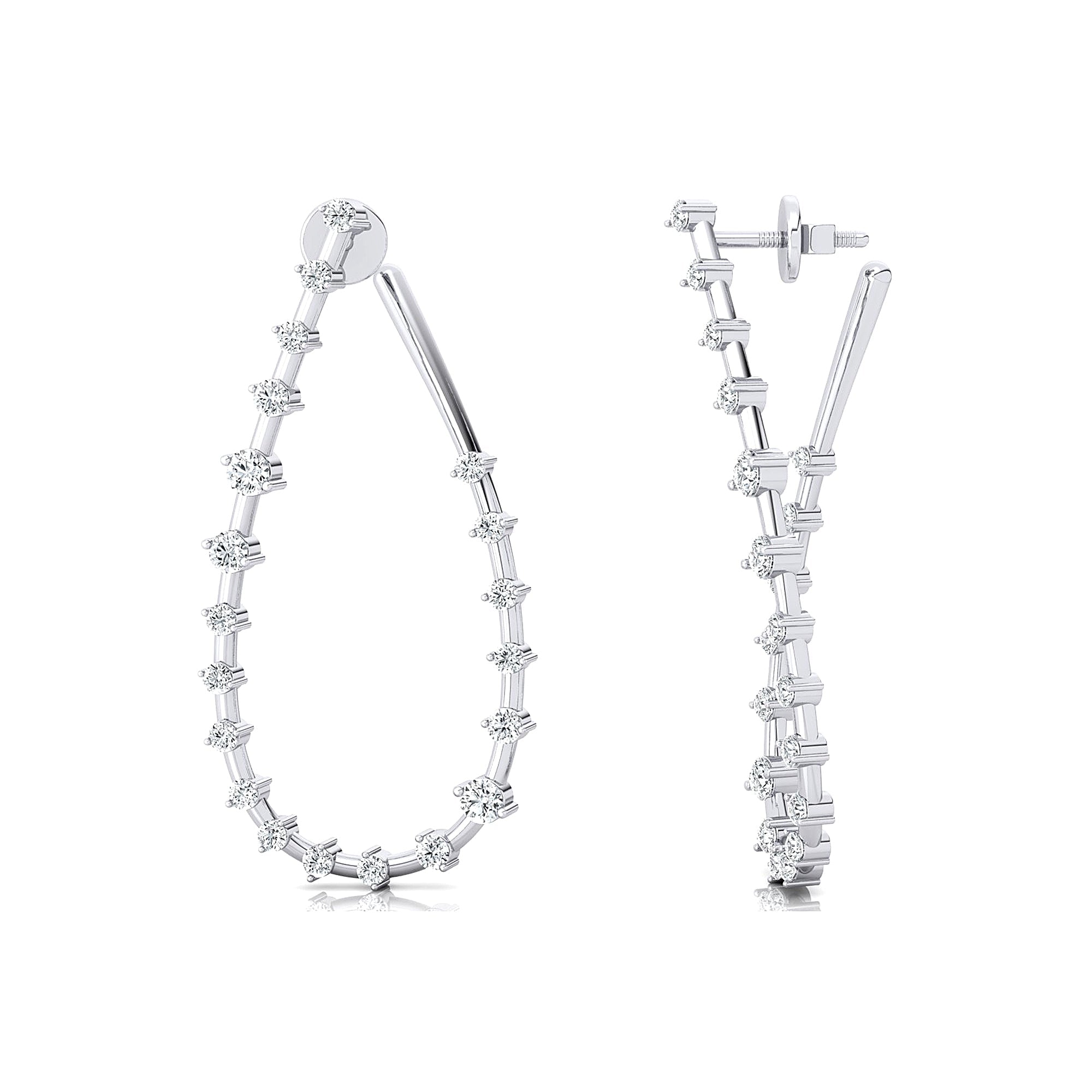 Teardrop Style Distant Diamond Drop Earrings - GeumJewels