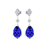 Teardrop Tanzanite Drop Earrings with Accent Diamonds - GeumJewels