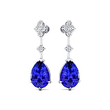 Teardrop Tanzanite Drop Earrings with Accent Diamonds - GeumJewels