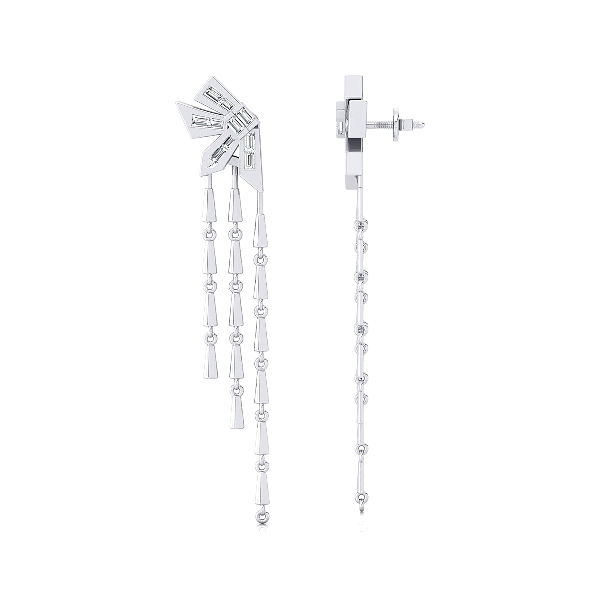 Three Wire Drop Geometrical Earrings - GeumJewels