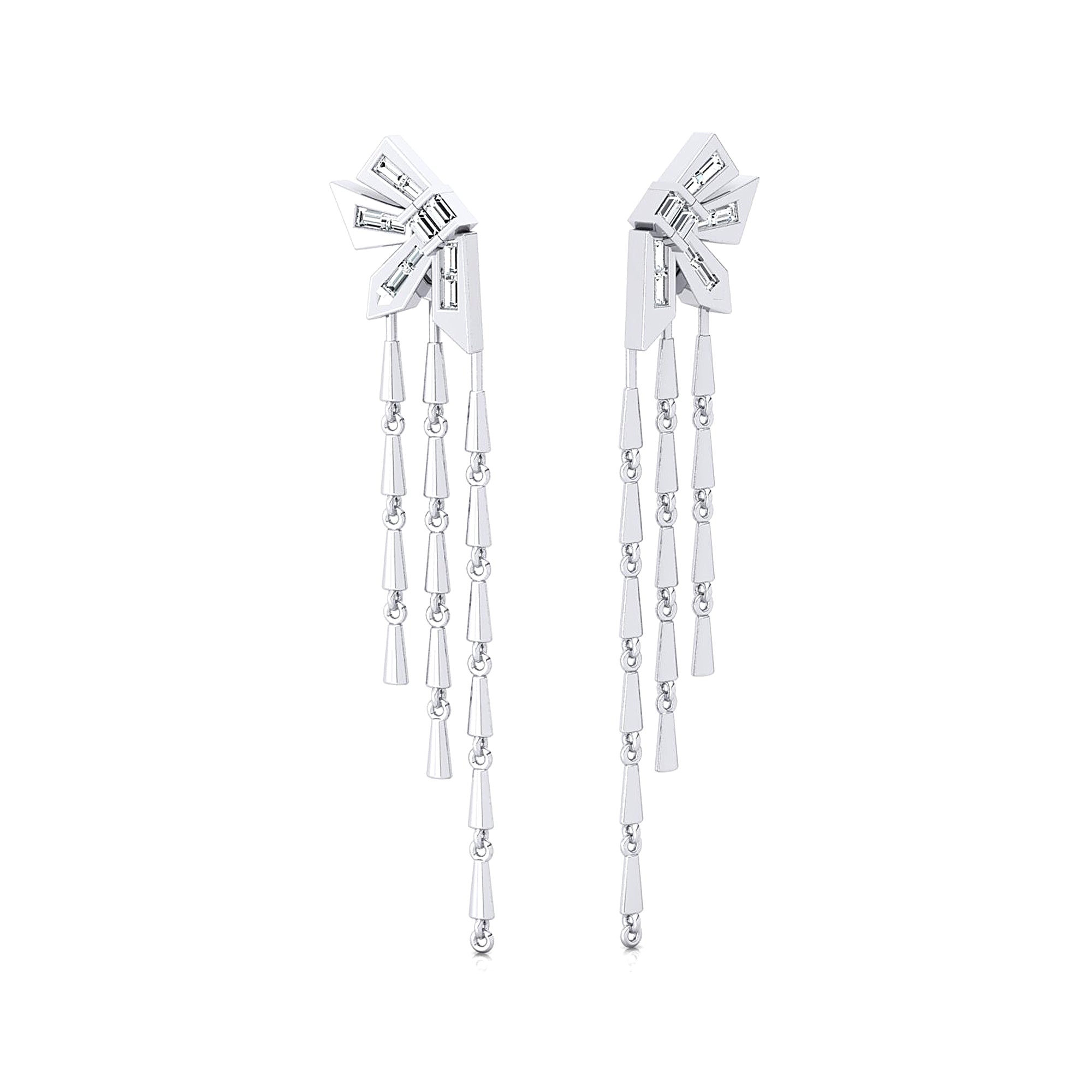 Three Wire Drop Geometrical Earrings - GeumJewels