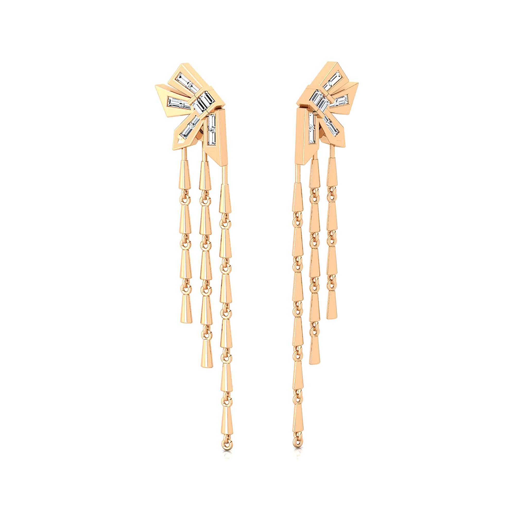 Three Wire Drop Geometrical Earrings - GeumJewels