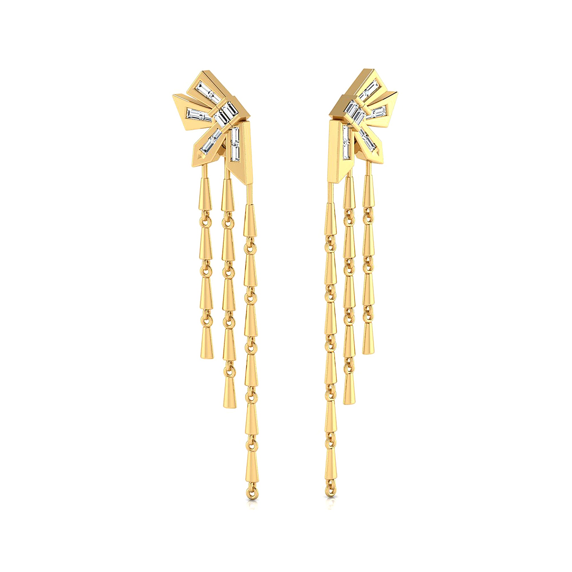 Three Wire Drop Geometrical Earrings - GeumJewels
