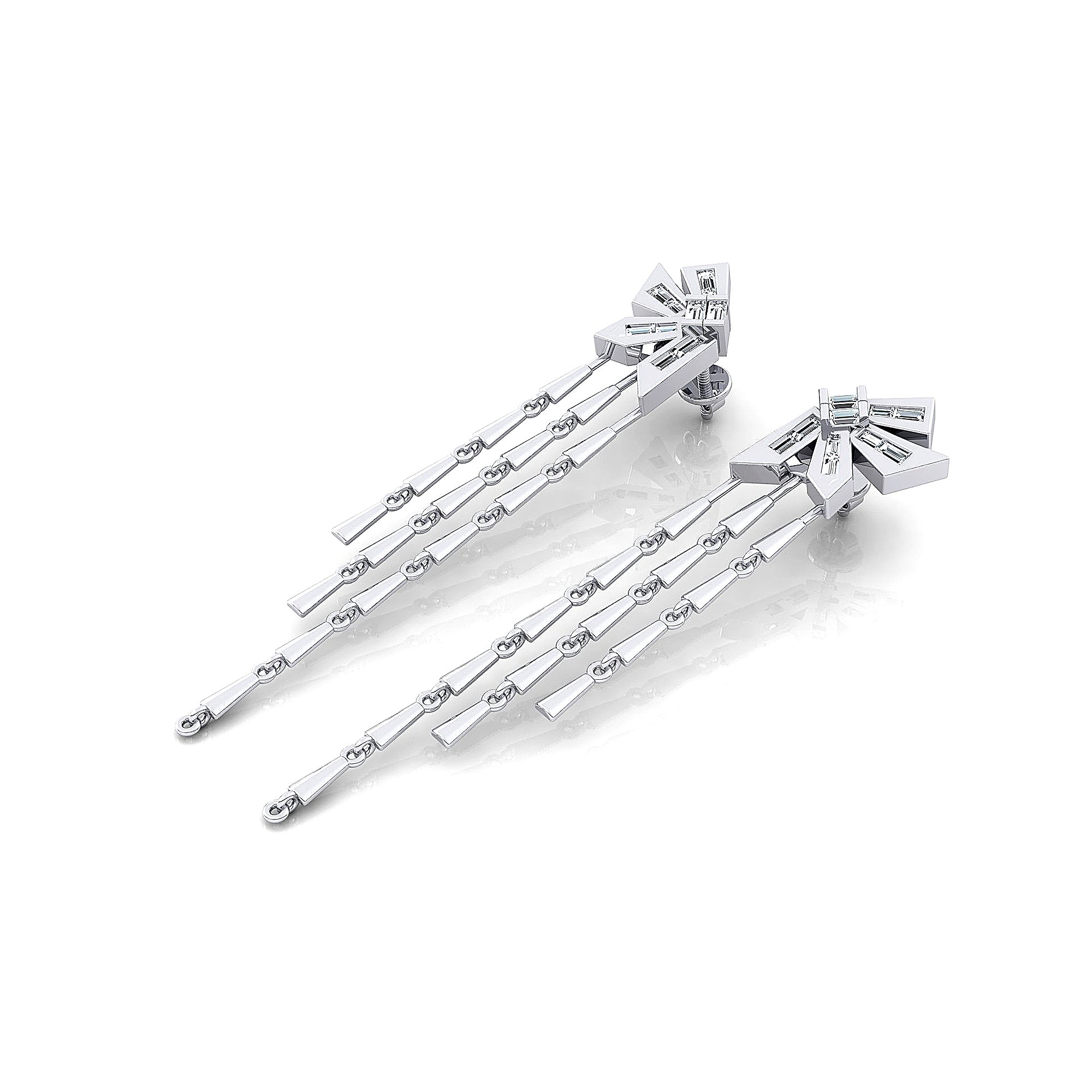 Three Wire Drop Geometrical Earrings - GeumJewels