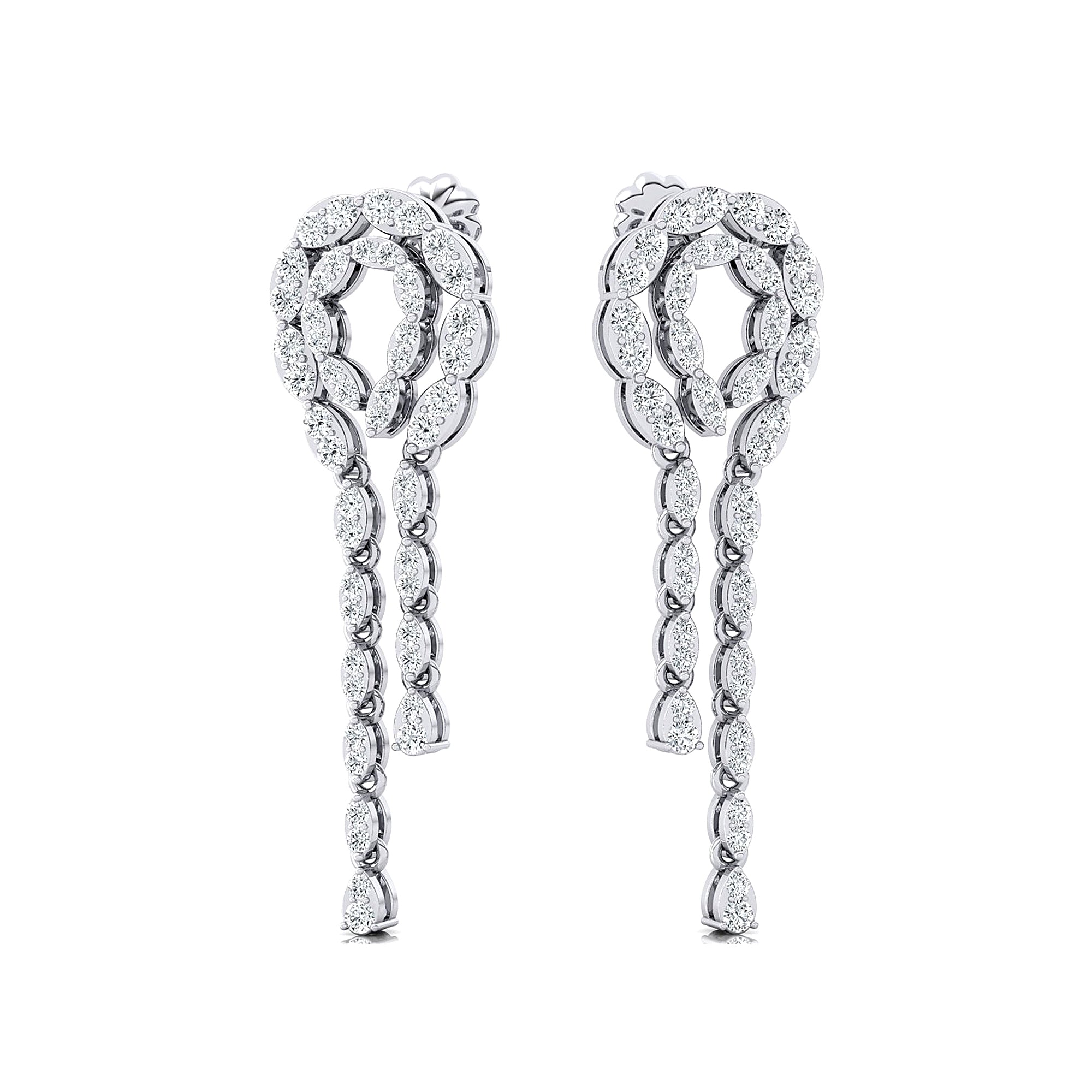 Unique Diamond Illusion Cut Fancy Shaped Diamond Earrings - GeumJewels