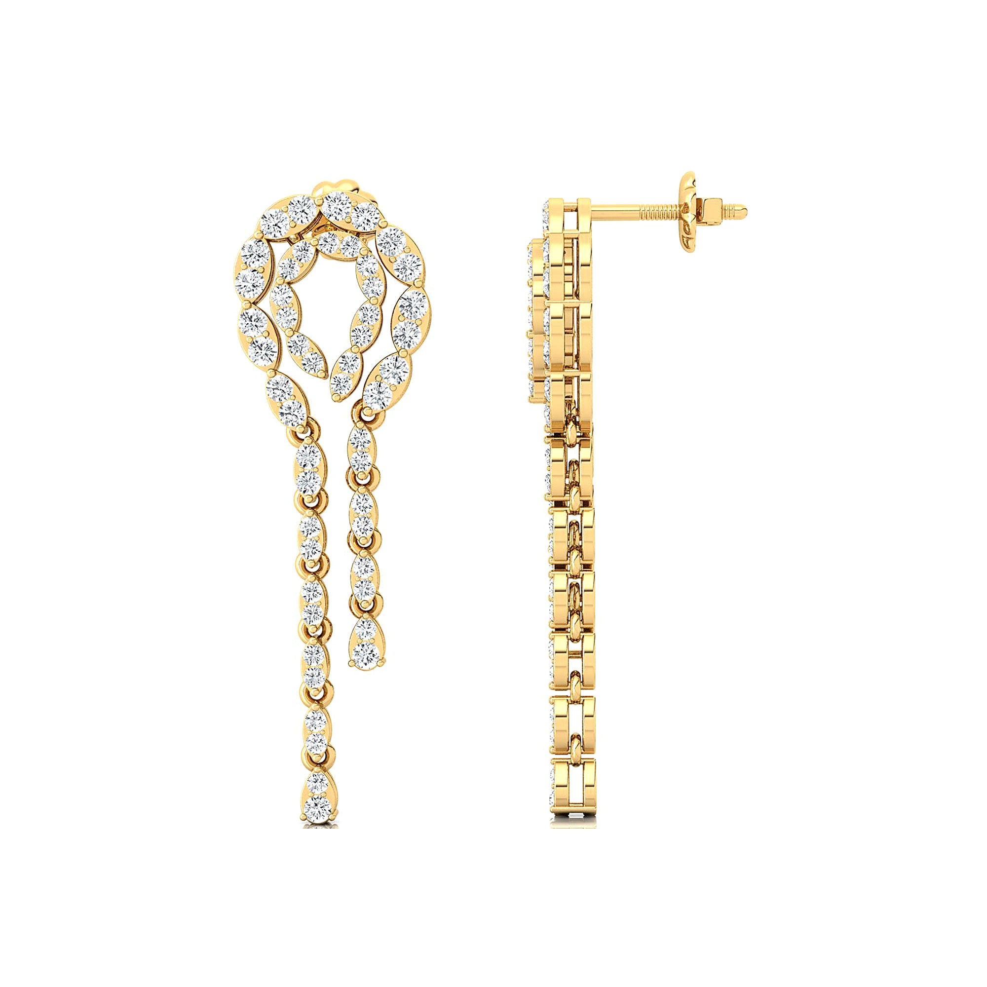 Unique Diamond Illusion Cut Fancy Shaped Diamond Earrings - GeumJewels