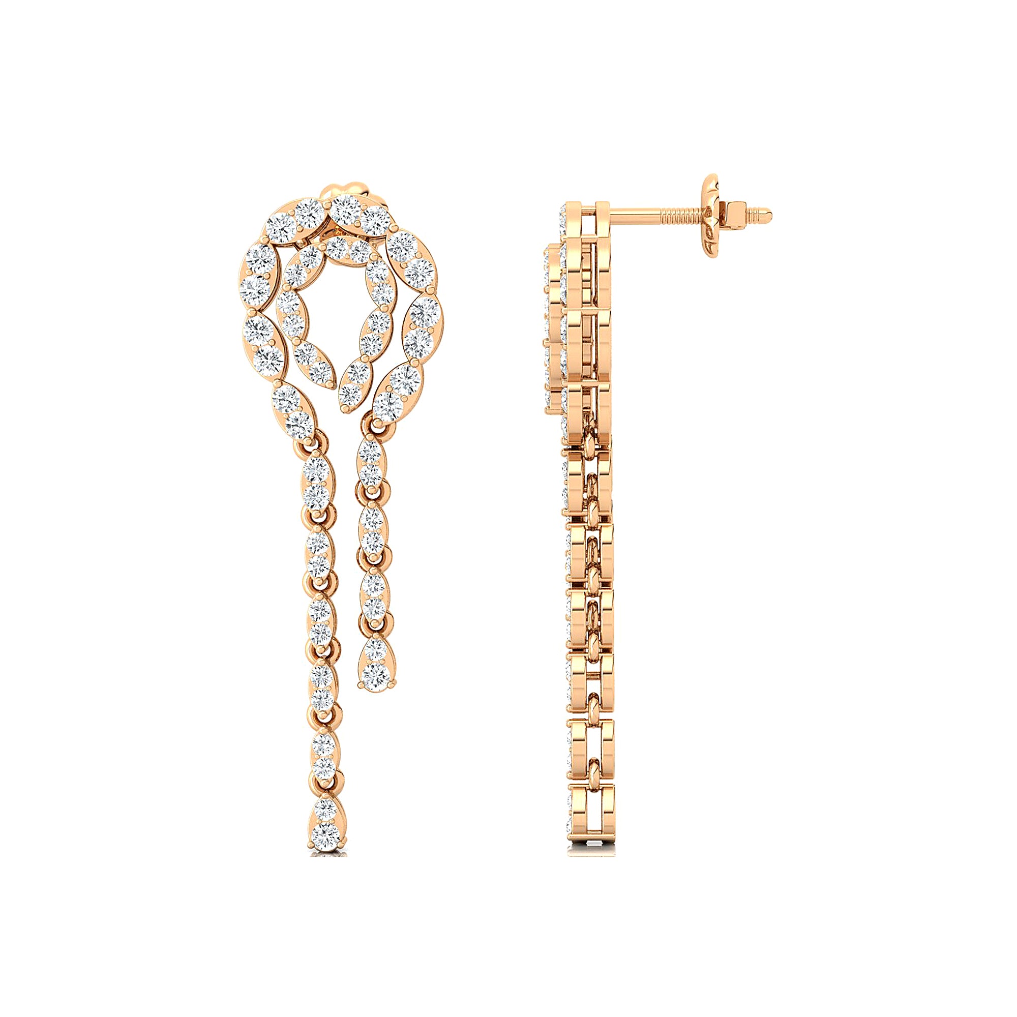 Unique Diamond Illusion Cut Fancy Shaped Diamond Earrings - GeumJewels