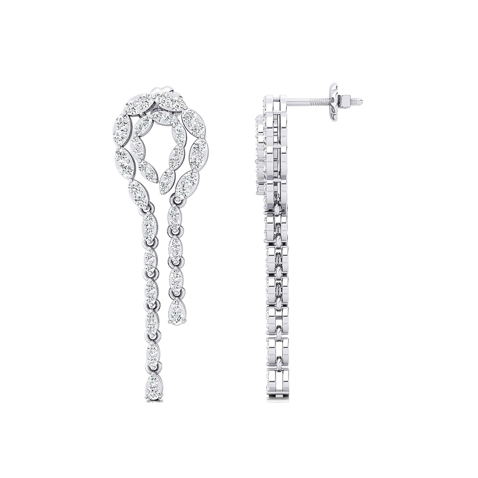 Unique Diamond Illusion Cut Fancy Shaped Diamond Earrings - GeumJewels