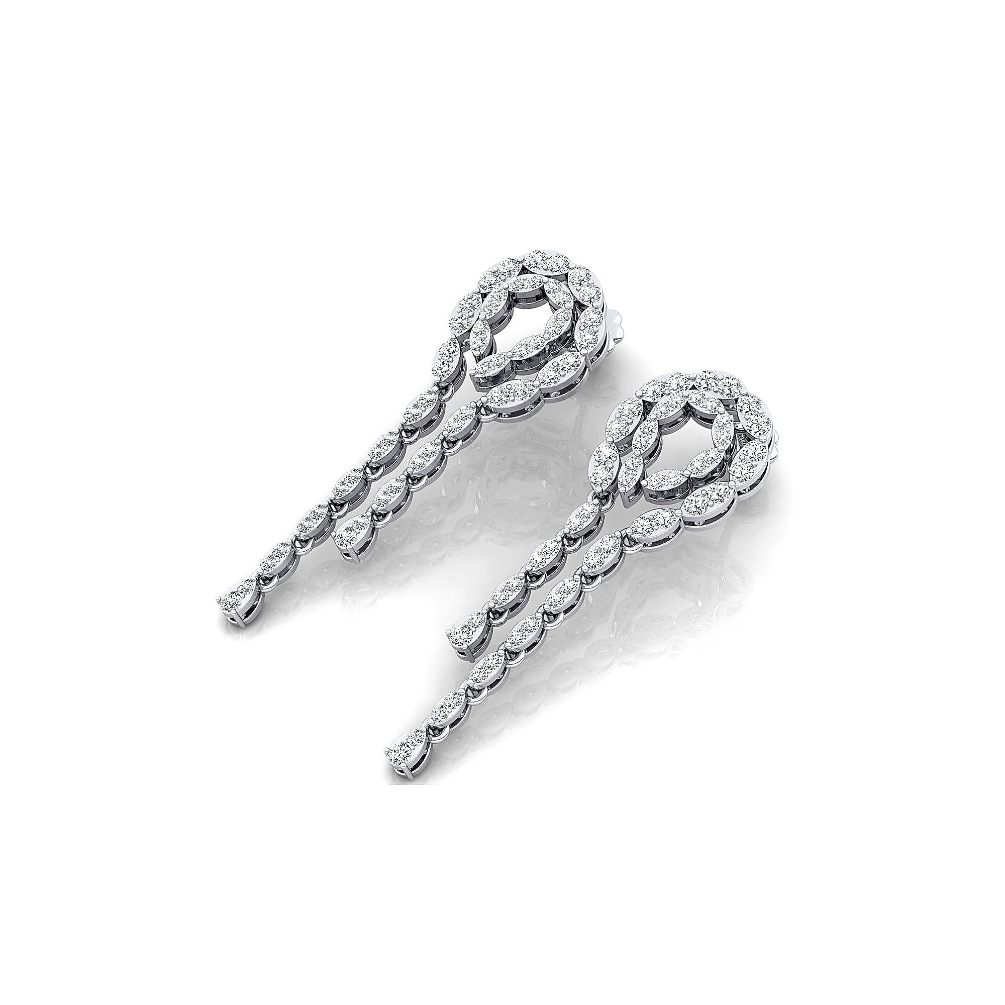Unique Diamond Illusion Cut Fancy Shaped Diamond Earrings - GeumJewels