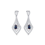 Vintage Inspired Pear Cut Alexandrite Diamond Drop Earrings - GeumJewels