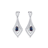 Vintage Inspired Pear Cut Alexandrite Diamond Drop Earrings - GeumJewels