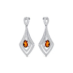 Vintage Inspired Pear Cut Citrine Diamond Drop Earrings - GeumJewels