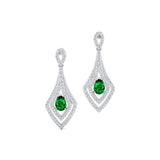 Vintage Inspired Pear Cut Emerald Diamond Drop Earrings - GeumJewels