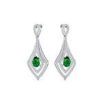 Vintage Inspired Pear Cut Emerald Diamond Drop Earrings - GeumJewels