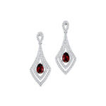 Vintage Inspired Pear Cut Garnet Diamond Drop Earrings - GeumJewels