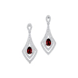 Vintage Inspired Pear Cut Garnet Diamond Drop Earrings - GeumJewels