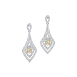 Vintage Inspired Pear Cut Opal Diamond Drop Earrings - GeumJewels