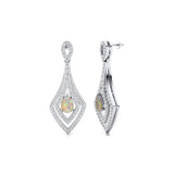 Vintage Inspired Pear Cut Opal Diamond Drop Earrings - GeumJewels