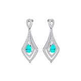 Vintage Inspired Pear Cut Paraiba Tourmaline Diamond Drop Earrings - GeumJewels