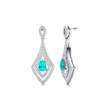 Vintage Inspired Pear Cut Paraiba Tourmaline Diamond Drop Earrings - GeumJewels