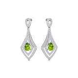 Vintage Inspired Pear Cut Peridot Diamond Drop Earrings - GeumJewels