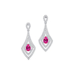 Vintage Inspired Pear Cut Pink Sapphire Diamond Drop Earrings - GeumJewels
