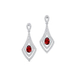 Vintage Inspired Pear Cut Ruby Diamond Drop Earrings - GeumJewels