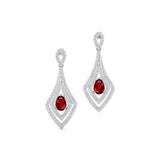 Vintage Inspired Pear Cut Ruby Diamond Drop Earrings - GeumJewels