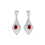 Vintage Inspired Pear Cut Ruby Diamond Drop Earrings - GeumJewels