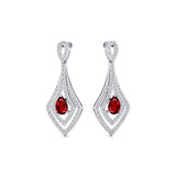 Vintage Inspired Pear Cut Ruby Diamond Drop Earrings - GeumJewels