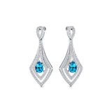 Vintage Inspired Pear Cut Swiss Blue Topaz Diamond Drop Earrings - GeumJewels
