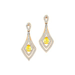 Vintage Inspired Pear Cut Yellow Sapphire Diamond Drop Earrings - GeumJewels