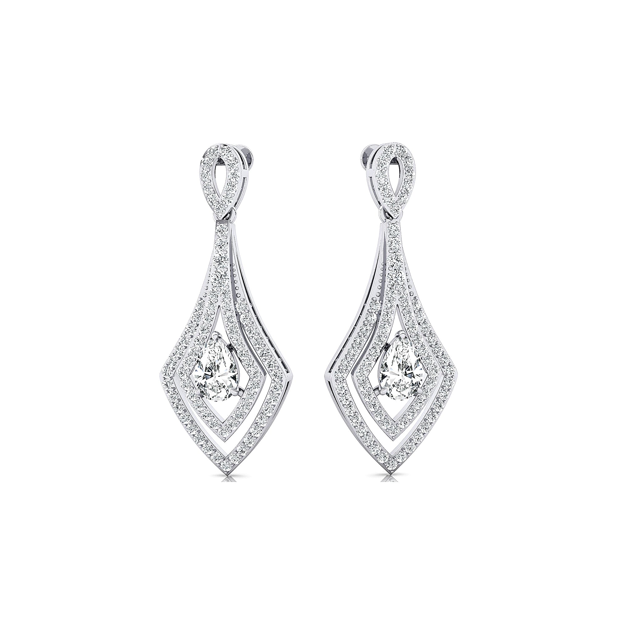 Vintage Lab Diamond Inspired Pear Cut Diamond Drop Earrings - GeumJewels