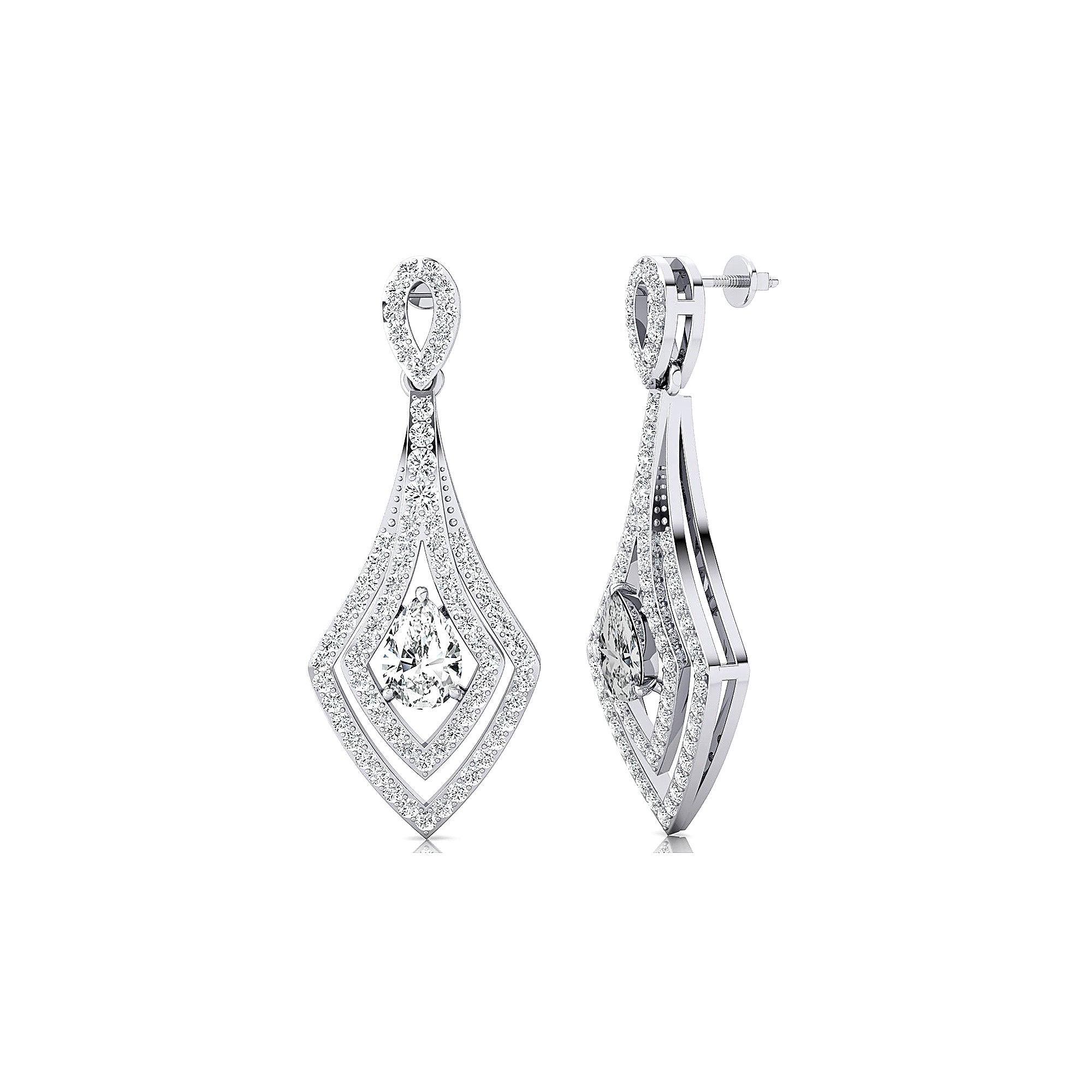 Vintage Lab Diamond Inspired Pear Cut Diamond Drop Earrings - GeumJewels