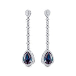 Vintage Style Pear Cut Alexandrite Halo Diamond Drop Earrings - GeumJewels
