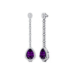 Vintage Style Pear Cut Amethyst Halo Diamond Drop Earrings - GeumJewels