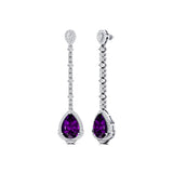 Vintage Style Pear Cut Amethyst Halo Diamond Drop Earrings - GeumJewels