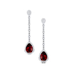 Vintage Style Pear Cut Garnet Halo Diamond Drop Earrings - GeumJewels