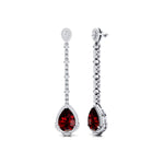Vintage Style Pear Cut Garnet Halo Diamond Drop Earrings - GeumJewels
