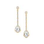 Vintage Style Pear Cut Lab Diamond Halo Diamond Drop Earrings - GeumJewels