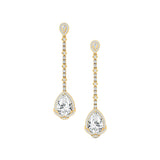 Vintage Style Pear Cut Lab Diamond Halo Diamond Drop Earrings - GeumJewels