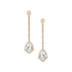 Vintage Style Pear Cut Lab Diamond Halo Diamond Drop Earrings - GeumJewels
