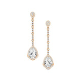 Vintage Style Pear Cut Lab Diamond Halo Diamond Drop Earrings - GeumJewels