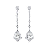 Vintage Style Pear Cut Lab Diamond Halo Diamond Drop Earrings - GeumJewels