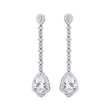 Vintage Style Pear Cut Lab Diamond Halo Diamond Drop Earrings - GeumJewels