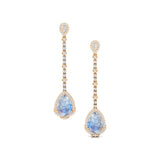 Vintage Style Pear Cut Moonstone Halo Diamond Drop Earrings - GeumJewels