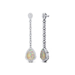 Vintage Style Pear Cut Opal Halo Diamond Drop Earrings - GeumJewels