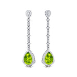 Vintage Style Pear Cut Peridot Halo Diamond Drop Earrings - GeumJewels