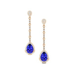 Vintage Style Pear Cut Tanzanite Halo Diamond Drop Earrings - GeumJewels